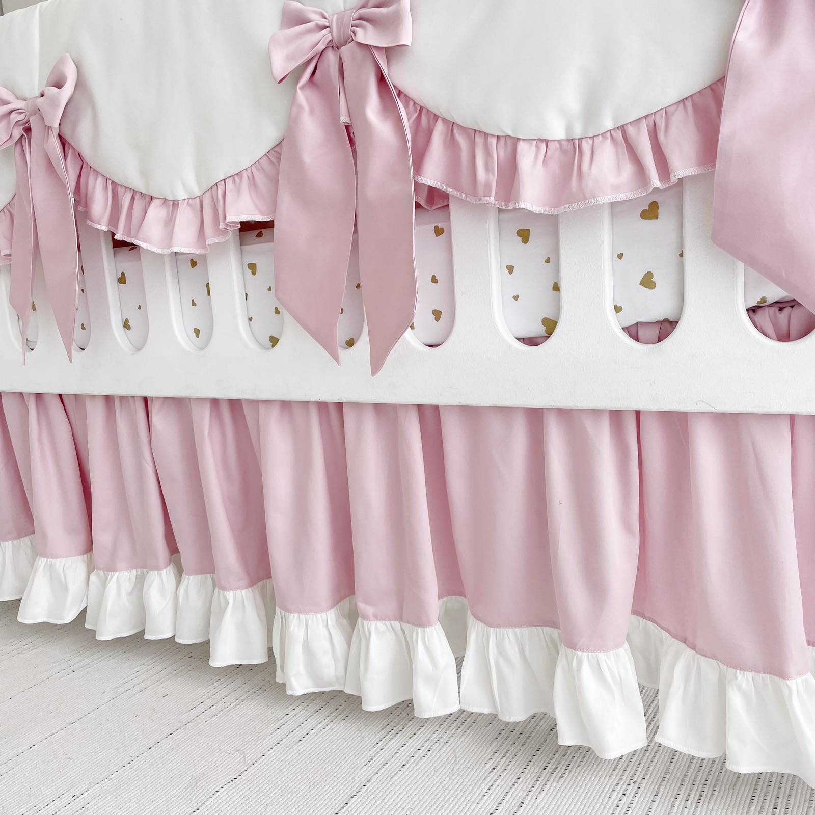 Crib Bows Coral Ruffle Crib Skirt Crib Bows Coral Crib Skirt Crib