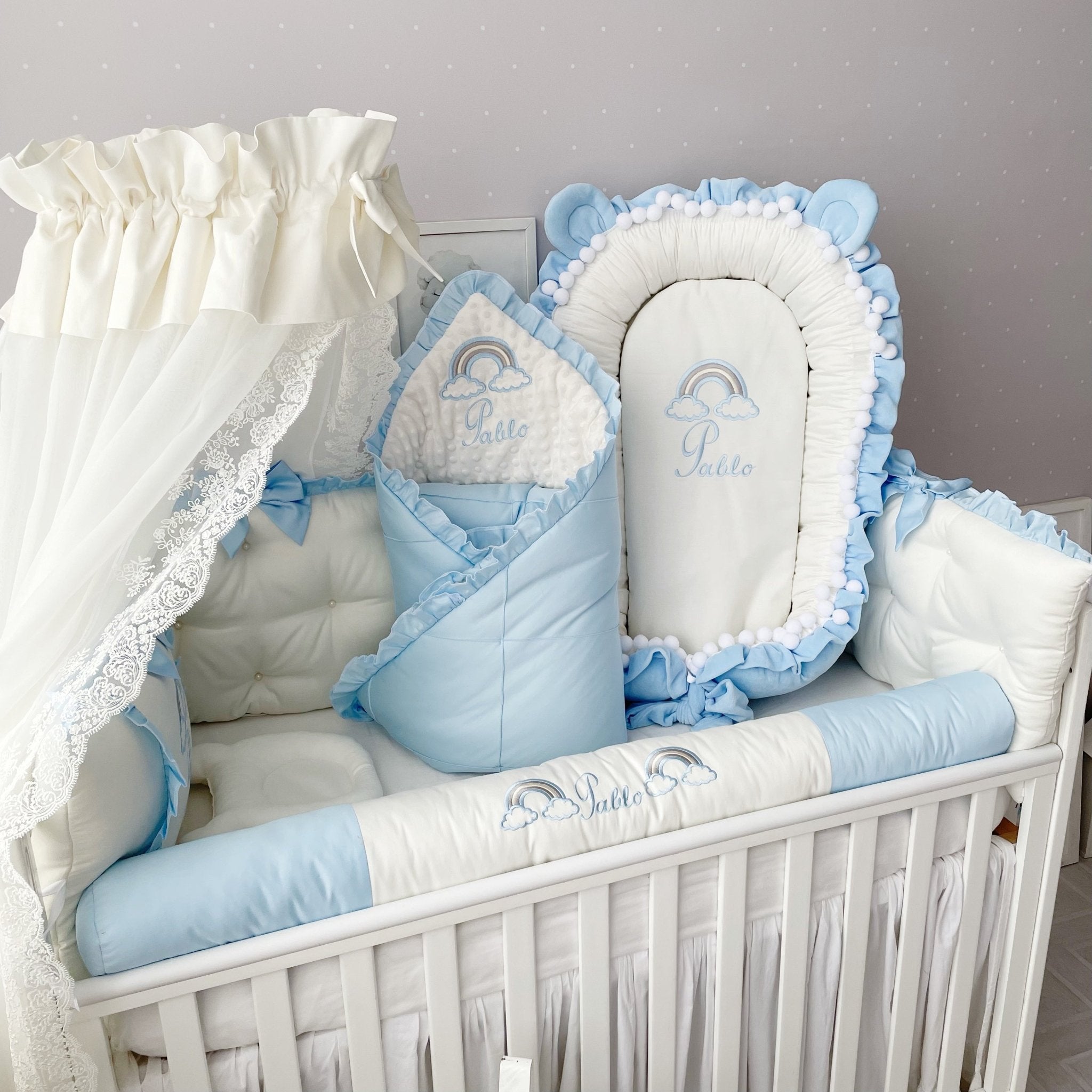 Luxury Baby Bedding Set for Boy, Crib Set with Bumpers