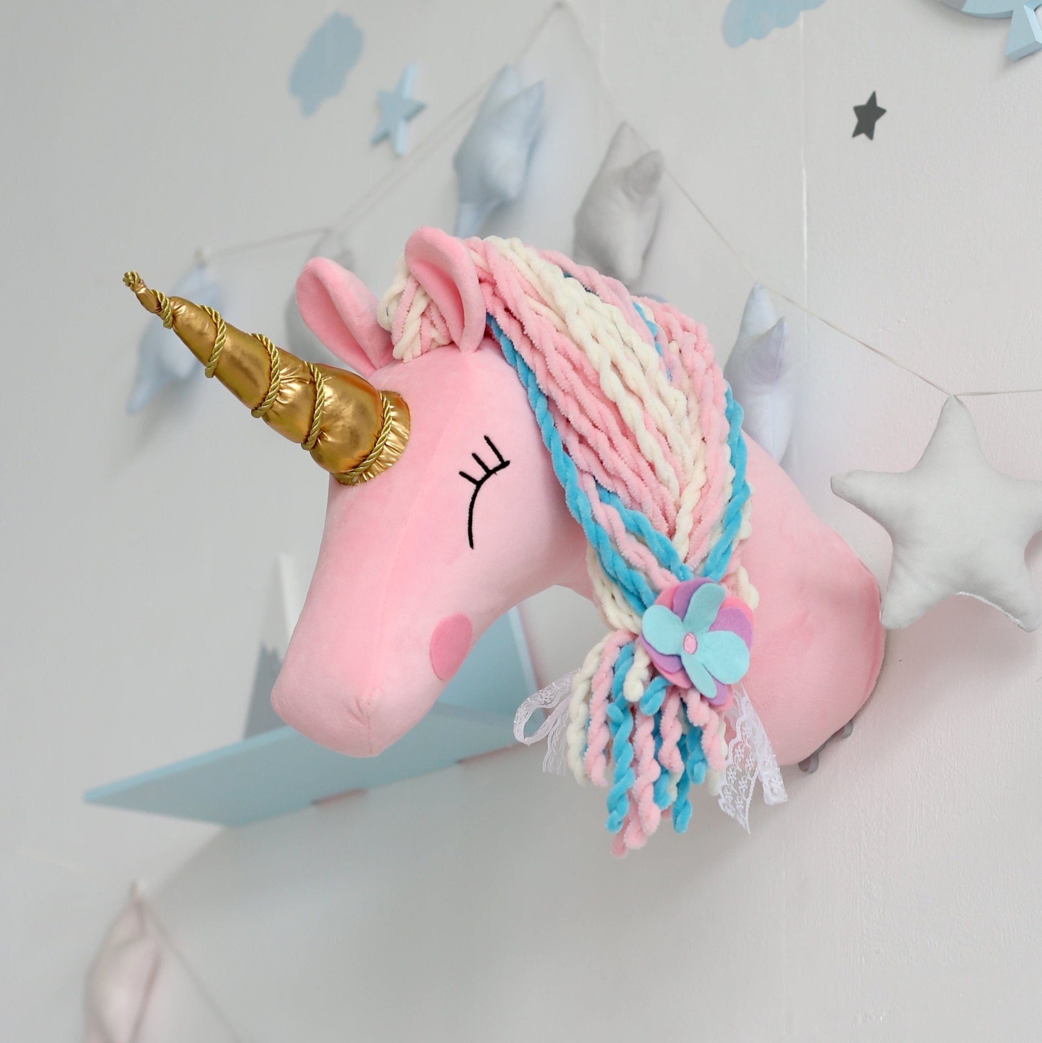 Fabric unicorn head wall mount sale