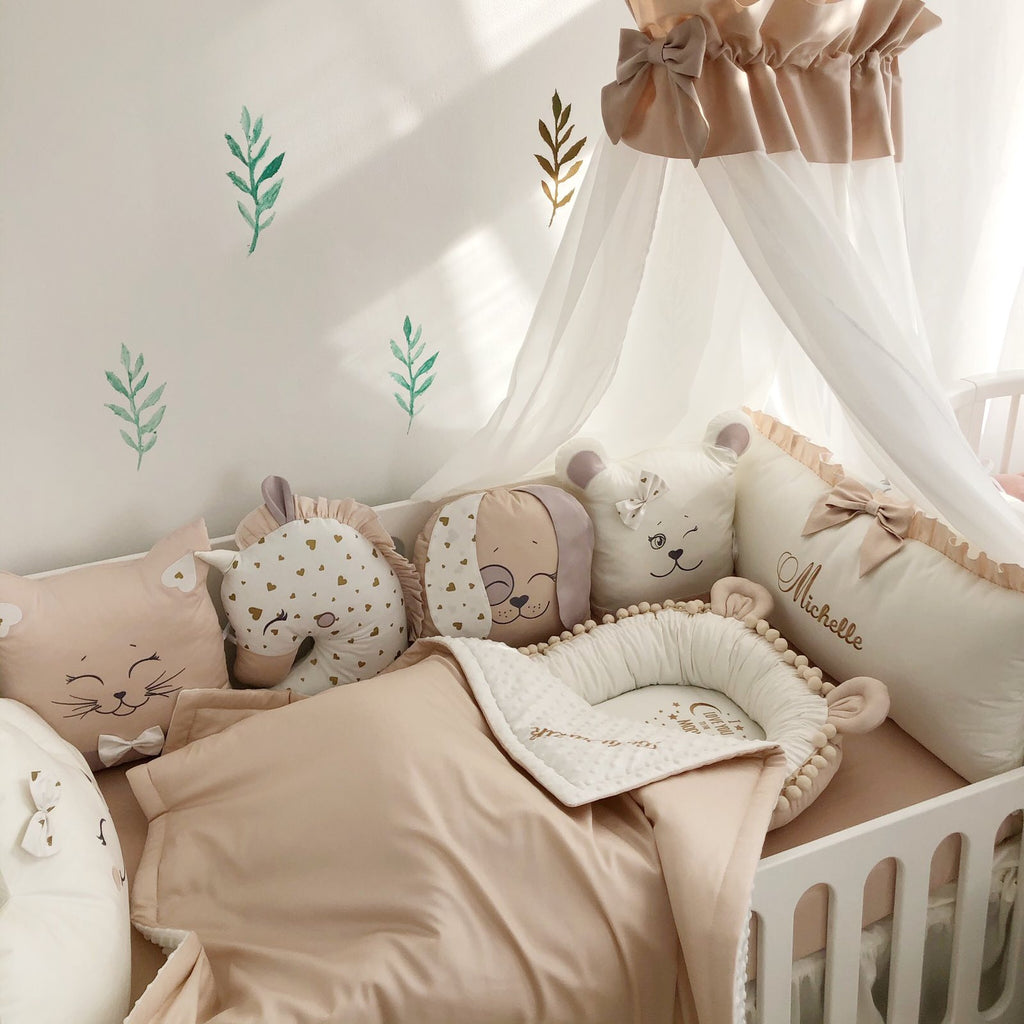 Douillette Lit Simple Fille MINI Crib Bedding Set, Pink Elephant