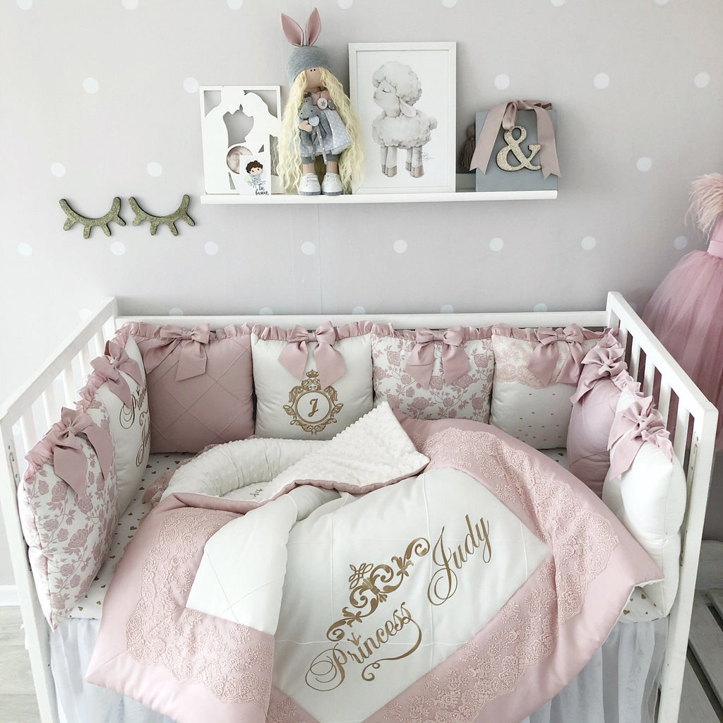 Elegant Girl Crib Sheets Luxury Baby Bedding For Girls Blush Pink