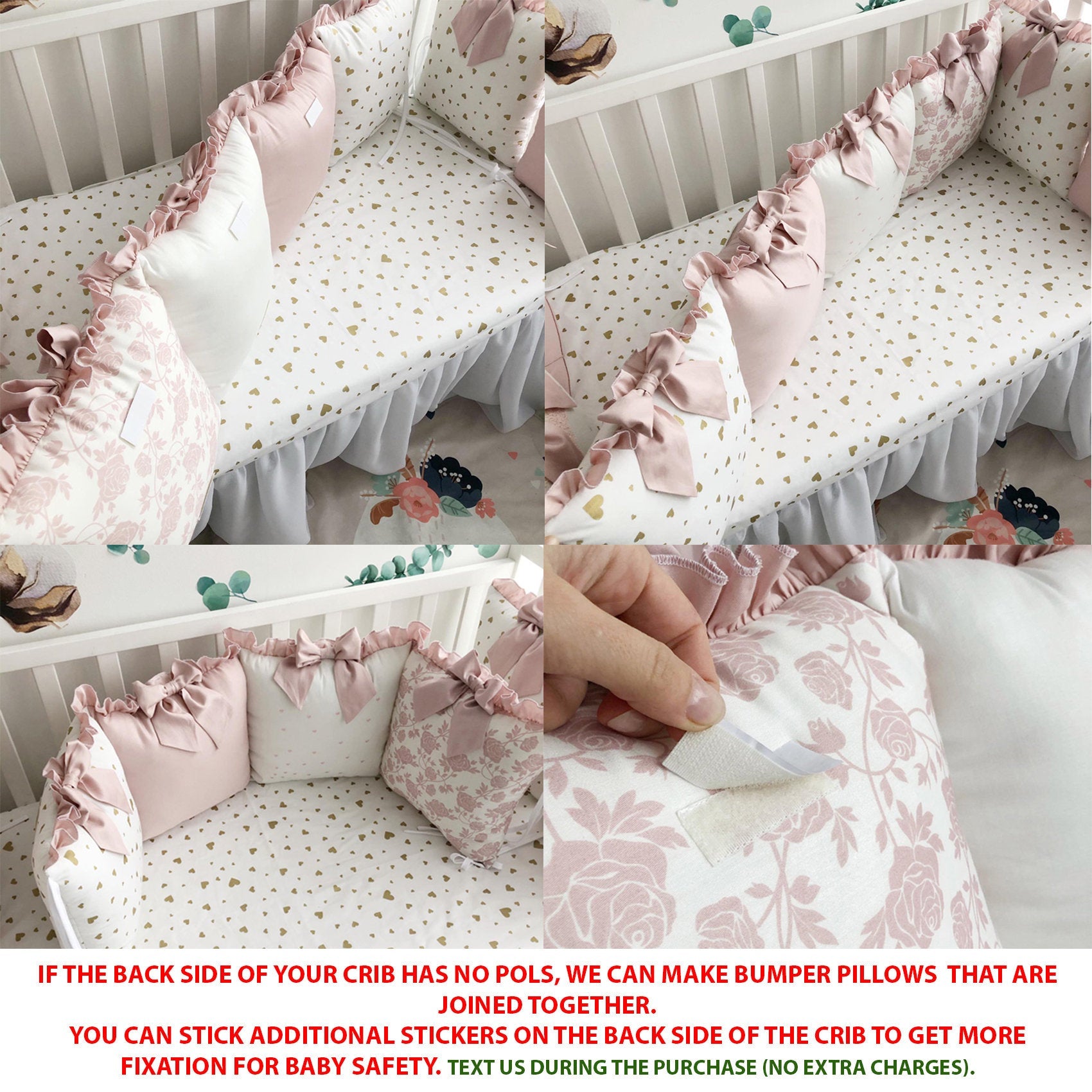 Crib Sheets 5-Piece Baby Crib Bedding Set Breathable Bumper Pads